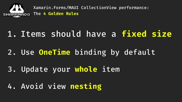 Xamarin.Forms/MAUI CollectionView performance issue: it's your own damn fault.